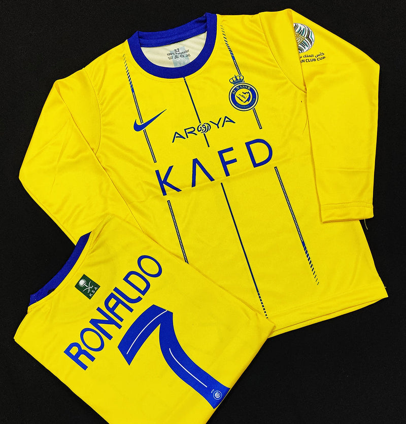 Ronaldo - Al-Nassr Yellow ⭐ - Full Sleeve Football Kit - KIDS