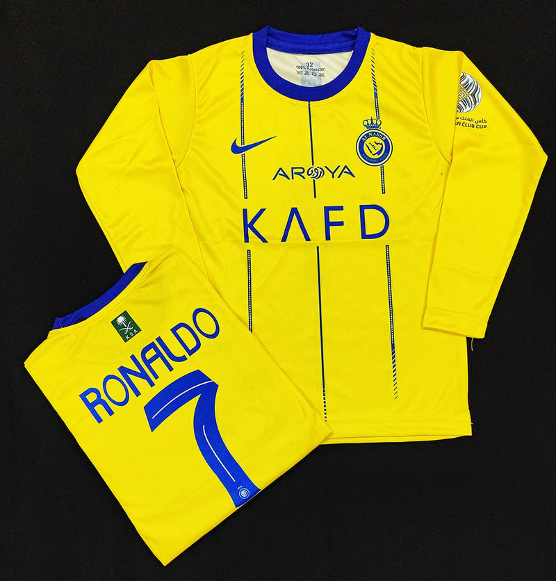 Ronaldo - Al-Nassr Yellow ⭐ - Full Sleeve Football Kit - KIDS