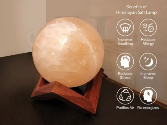 Himalayan Pink Salt Full Moon Lamp – Natural Air Purifier