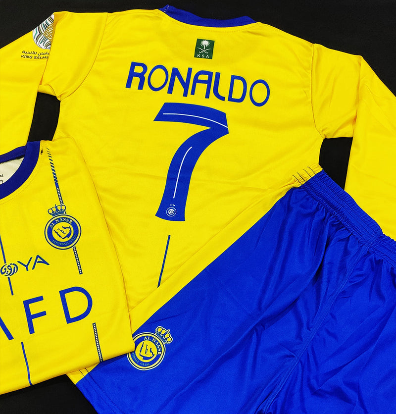 Ronaldo - Al-Nassr Yellow ⭐ - Full Sleeve Football Kit - KIDS