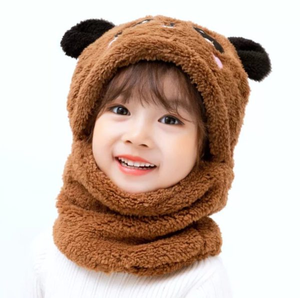 Cozy Panda Kids Wool Cap ❄️ with Attached Neck Warmer ❄️