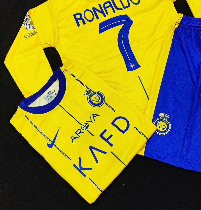 Ronaldo - Al-Nassr Yellow ⭐ - Full Sleeve Football Kit - KIDS