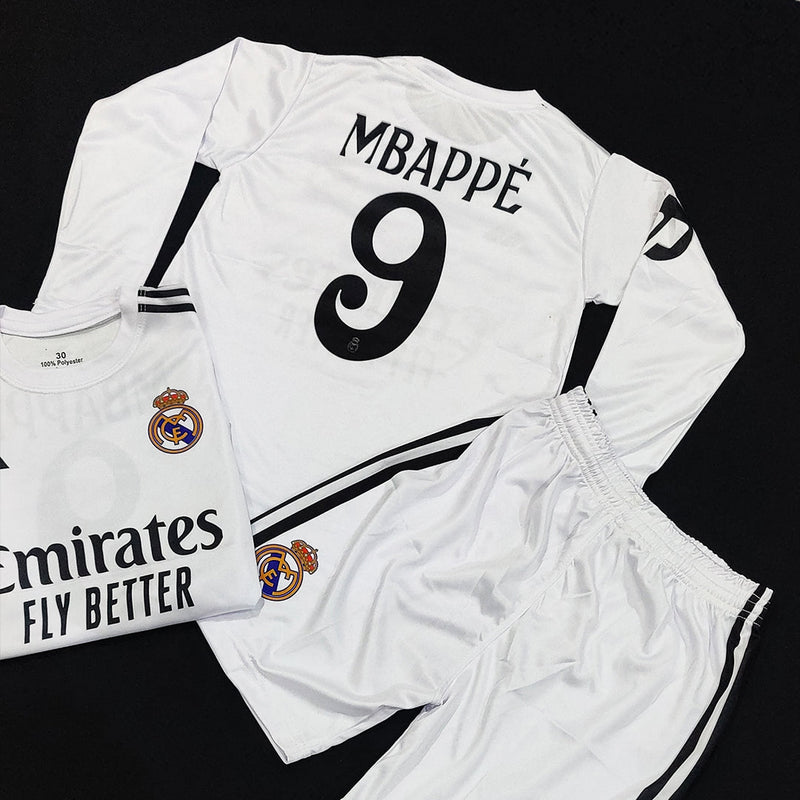 Mbappé - Real Madrid 🏳️- Full Sleeve Football Kit - KIDS