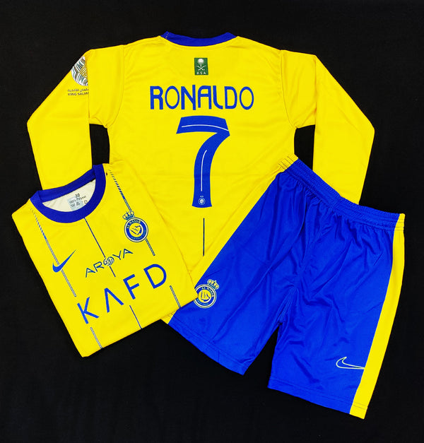 Ronaldo - Al-Nassr Yellow ⭐ - Full Sleeve Football Kit - KIDS