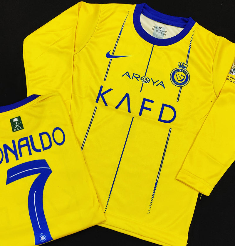 Ronaldo - Al-Nassr Yellow ⭐ - Full Sleeve Football Kit - KIDS