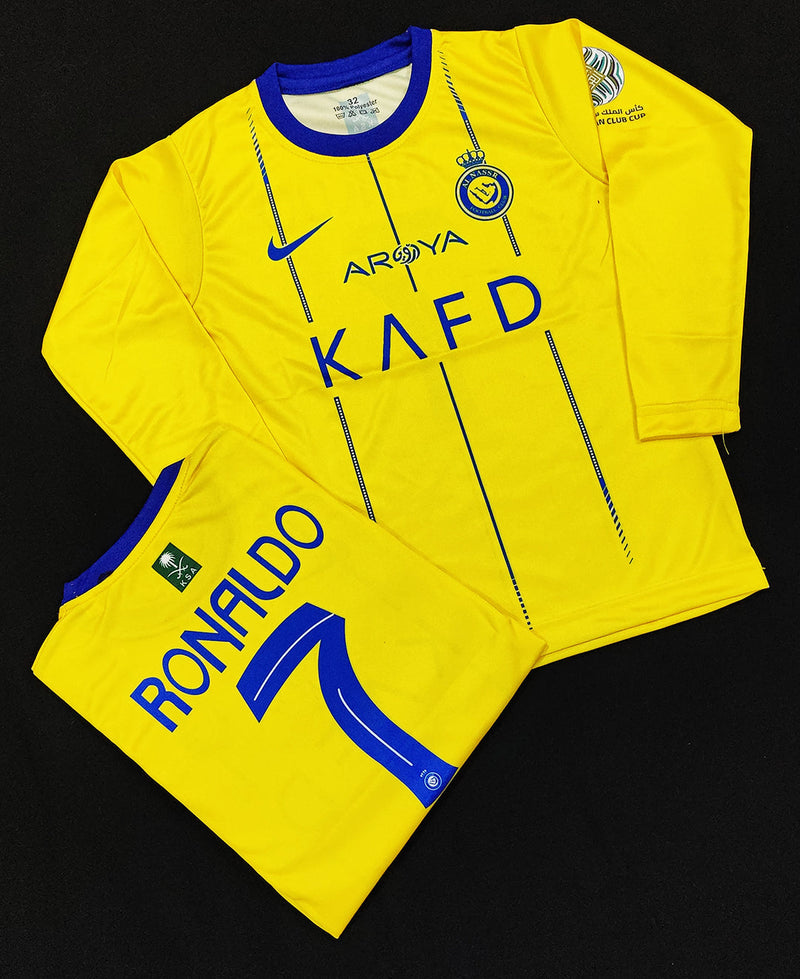 Ronaldo - Al-Nassr Yellow ⭐ - Full Sleeve Football Kit - KIDS