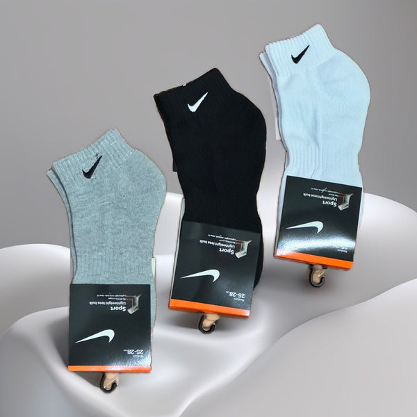 Nike Everyday Comfort Ankle Socks – 3-Pack (Black, White, Gray)