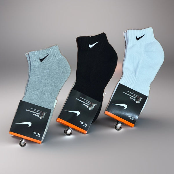 Nike Everyday Comfort Ankle Socks – 3-Pack (Black, White, Gray)