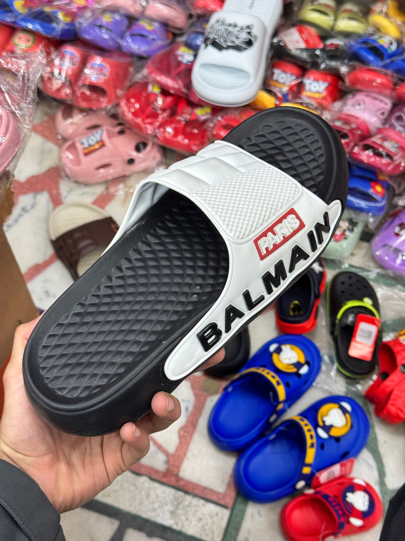 Balmain Paris Luxe Slides - White/Black