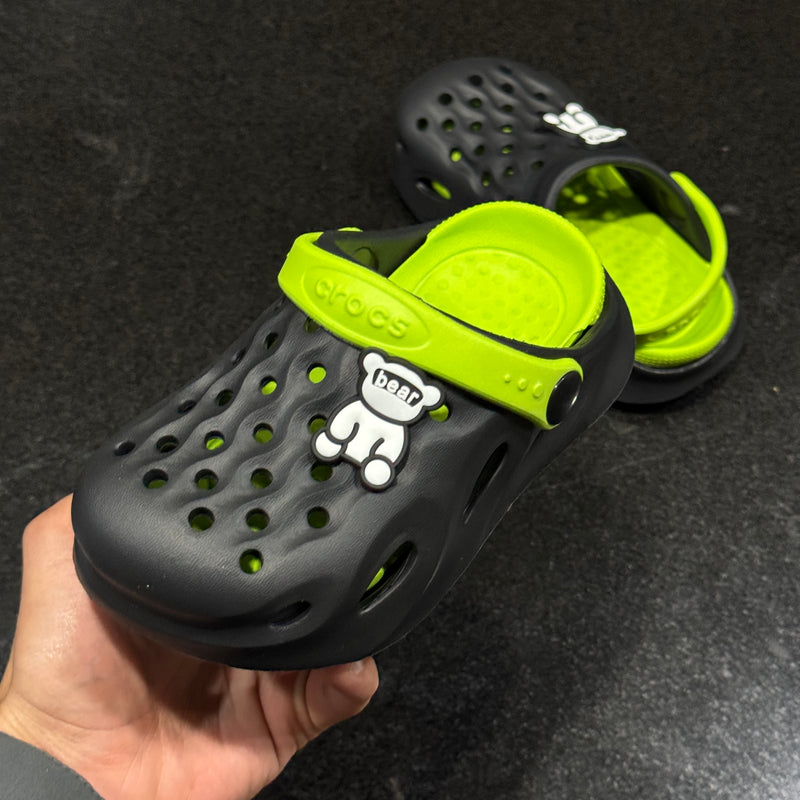 Kids’ Fun Bear Crocs - Neon/Black